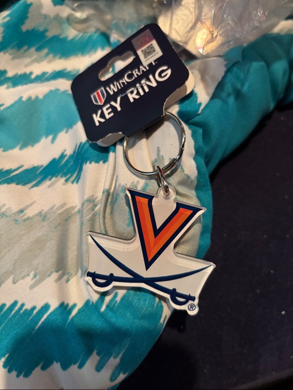 Wincraft Virginia Cavaliers V PVC Key Ring in White, Orange & Navy